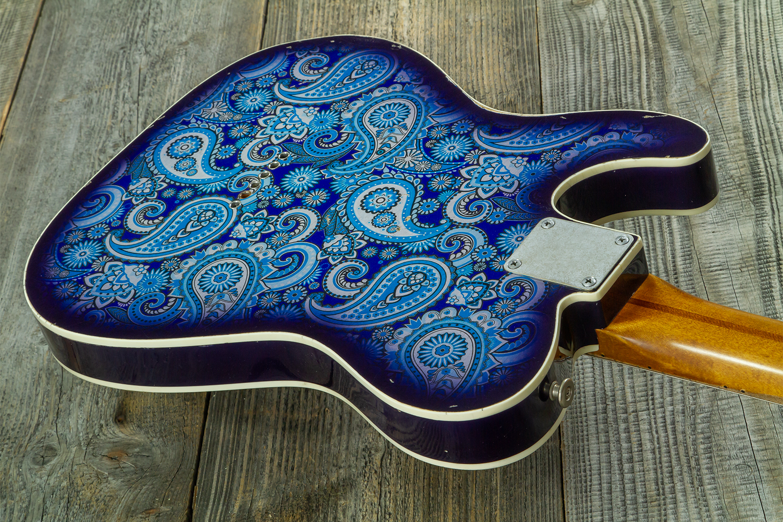 Haar Guitars Trad T Custom 2s Kloppmann. Mn  #43518 - Blue Paisley - Guitare Électrique Forme Tel - Variation 7