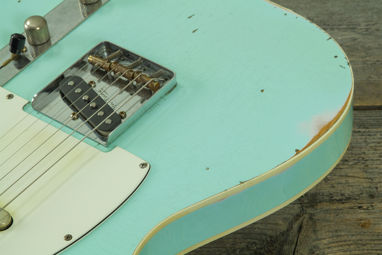 Haar Guitars Trad T Custom 2s Lindy Fralin Mn #43669 - Aged Surf Green - Guitare Électrique Forme Tel - Variation 2