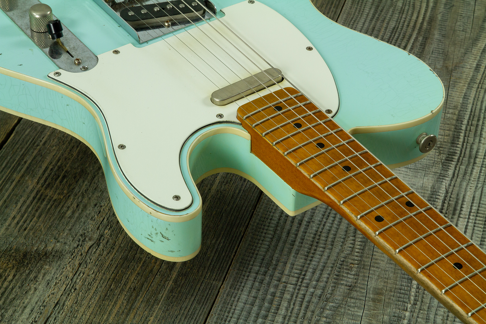 Haar Guitars Trad T Custom 2s Lindy Fralin Mn #43669 - Aged Surf Green - Guitare Électrique Forme Tel - Variation 4