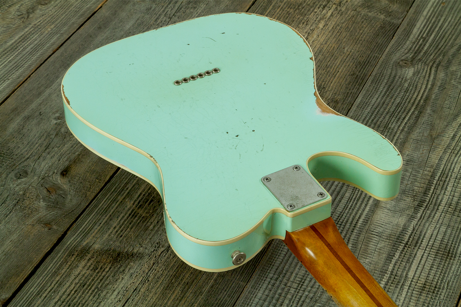Haar Guitars Trad T Custom 2s Lindy Fralin Mn #43669 - Aged Surf Green - Guitare Électrique Forme Tel - Variation 8