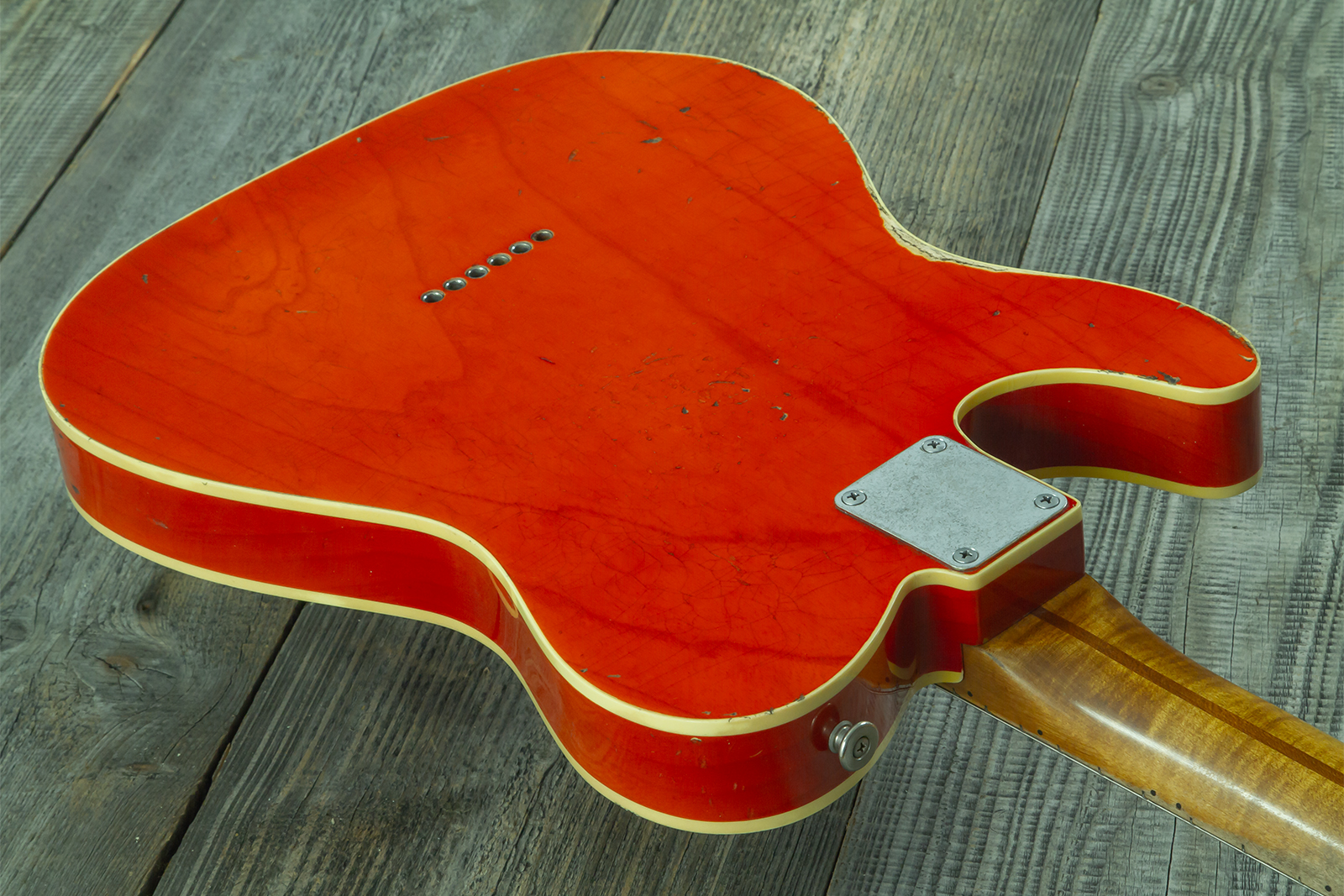 Haar Guitars Trad T Custom 2s P90 Lindy Fralin Mn Ht #43488 - Orange See Through - Guitare Électrique Forme Tel - Variation 10