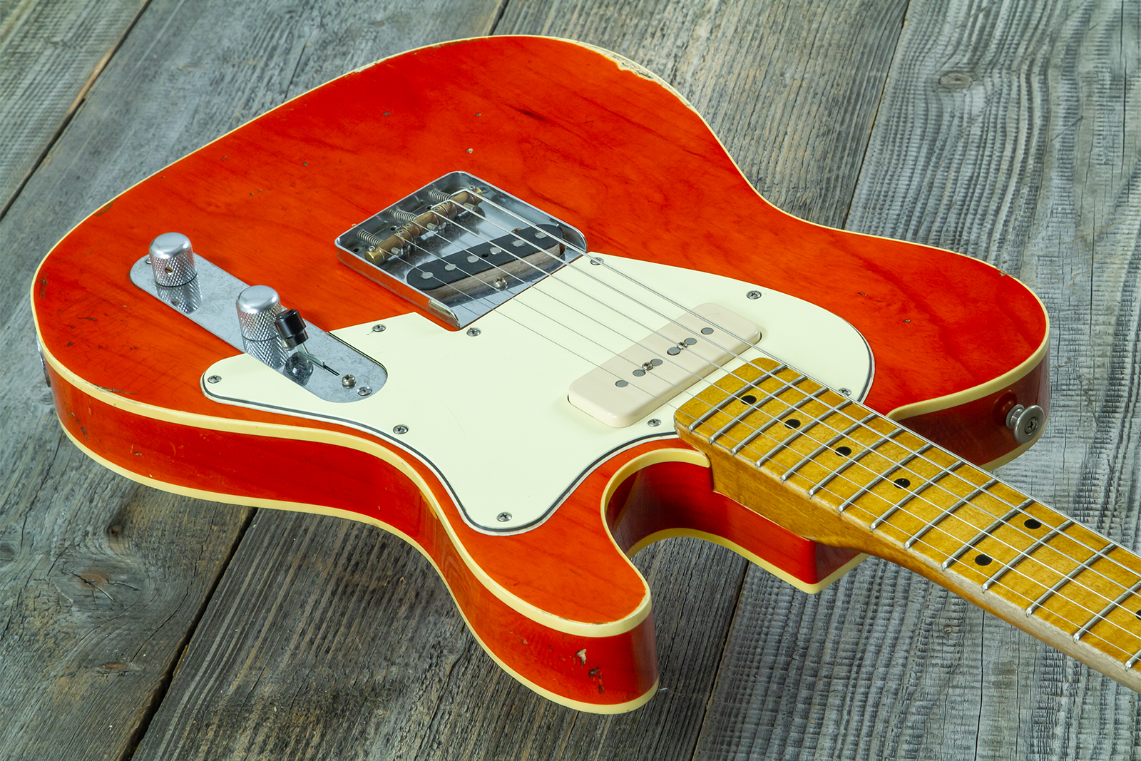 Haar Guitars Trad T Custom 2s P90 Lindy Fralin Mn Ht #43488 - Orange See Through - Guitare Électrique Forme Tel - Variation 3