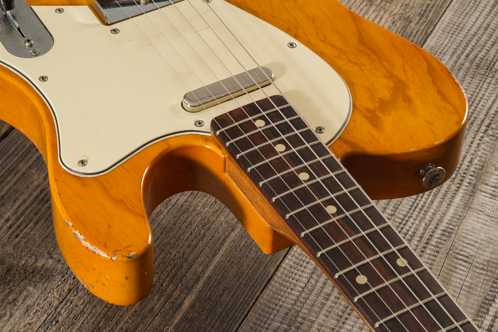 Haar Guitars Trad T Thinline 2s Lindy Fralin Ht Rw #42269 - Aged Orange Antique - Guitare Électrique Forme Tel - Variation 5