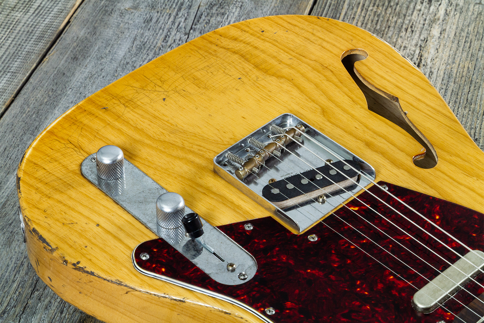 Haar Guitars Trad T Thinline 2s Lindy Fralin Rw #43483 - Aged Antique Natural - Guitare Électrique Forme Tel - Variation 3