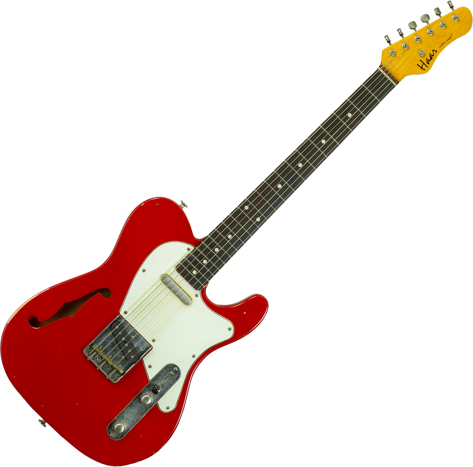 Haar Guitars Trad T Thinline 2s Lindy Fralin Rw #43661 - Aged Old Red - Guitare Électrique Forme Tel - Variation 1