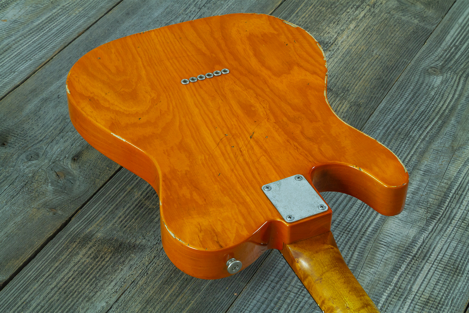 Haar Guitars Trad T Thinline 2s Lindy Fralin Rw #43673 - Aged Orange See Through - Guitare Électrique Forme Tel - Variation 9