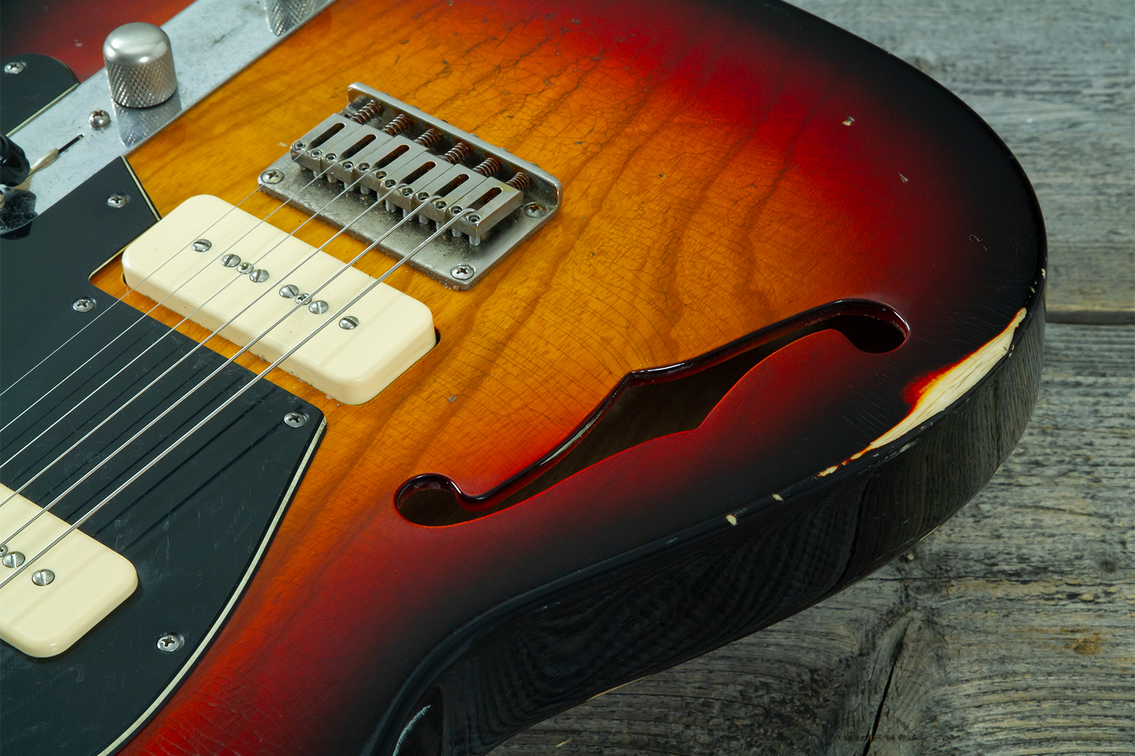 Haar Guitars Trad T Thinline 2s P90 Lindy Fralin Rw #43668 - Aged 3 Tone Sunburst - Guitare Électrique Forme Tel - Variation 3