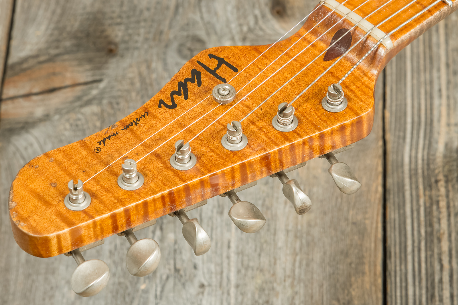 Haar Guitars Trad T Thinline Sh Tv Jones / Lindy Fralin Ht Mn #42270 - Aged Orange Antique - Guitare Électrique Forme Tel - Variation 6