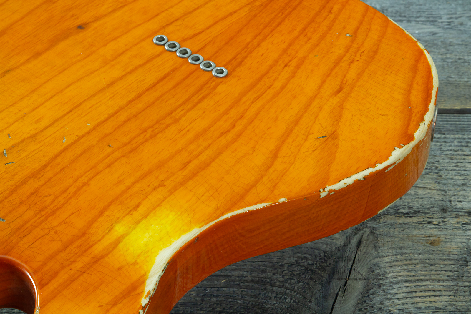 Haar Guitars Trad T Thinline Sh Tv Jones / Lindy Fralin Mn #43674 - Aged Orange See Through - Guitare Électrique Forme Tel - Variation 9