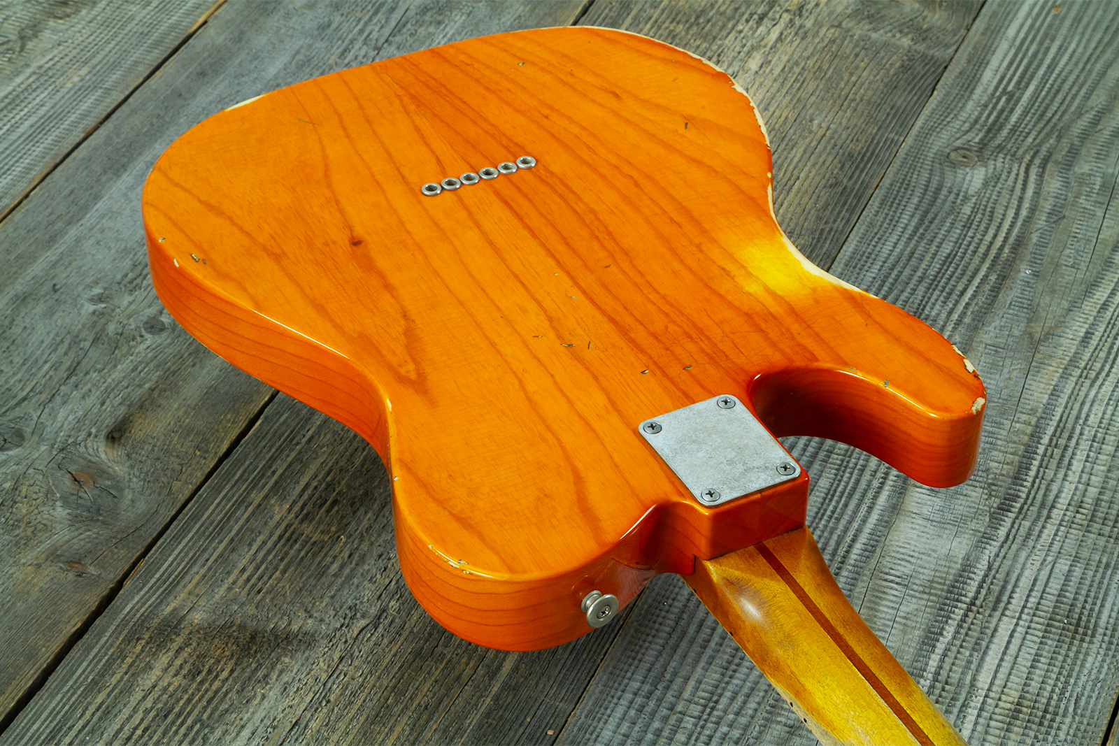 Haar Guitars Trad T Thinline Sh Tv Jones / Lindy Fralin Mn #43674 - Aged Orange See Through - Guitare Électrique Forme Tel - Variation 8