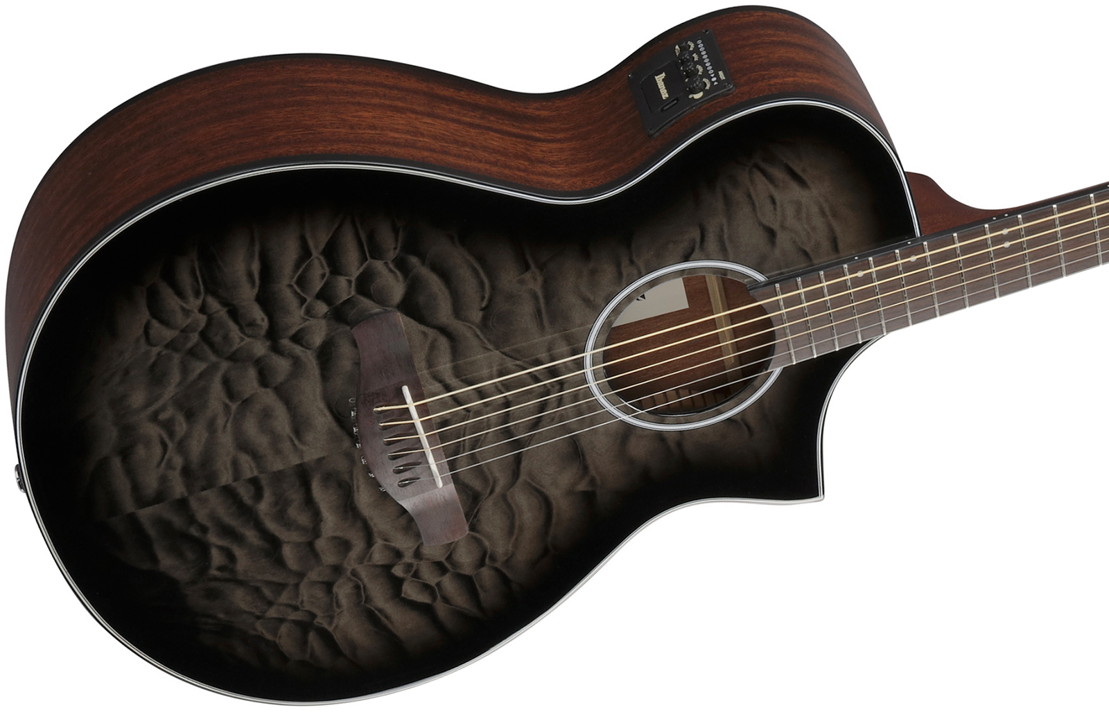 Ibanez Aewc16qa Tkh Grand Concert Cw Tilleul Sapele Rw - Transparent Black Sunburst - Guitare Folk - Variation 2