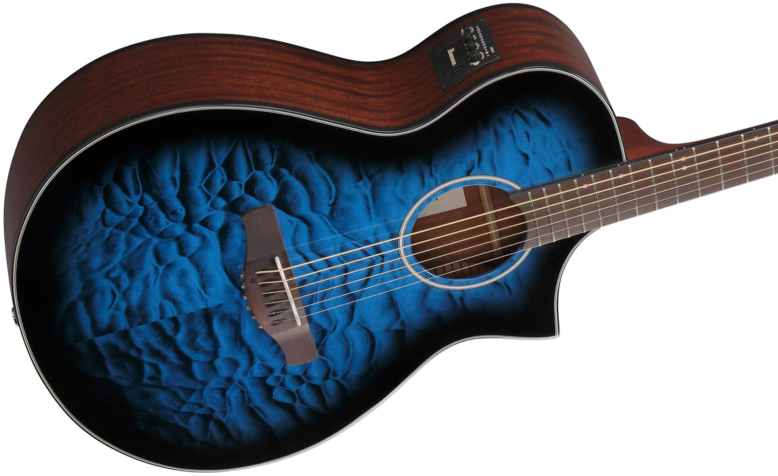 Ibanez Aewc16qa Tlh Grand Concert Cw Tilleul Sapele Rw - Transparent Blue Sunburst - Guitare Folk - Variation 2