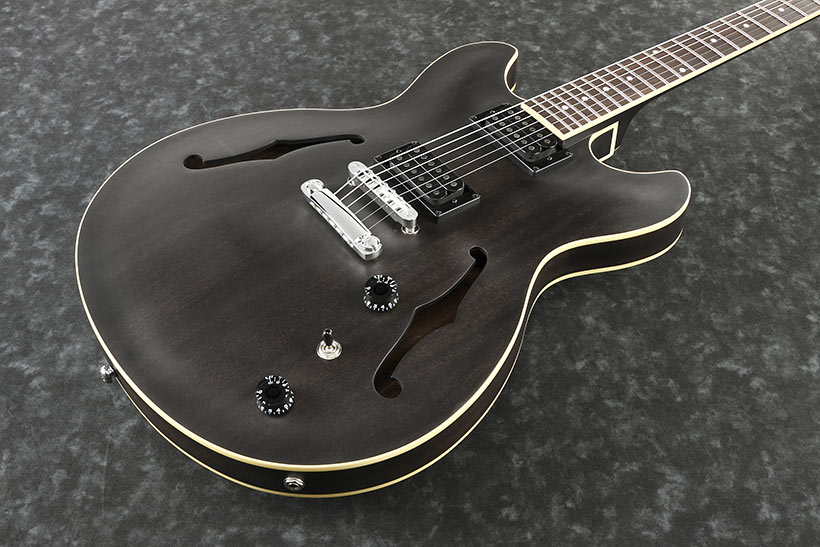 Ibanez As53 Tkf Artcore Hh Ht Noy - Trans Black Flat - Guitare Électrique 1/2 Caisse - Variation 1