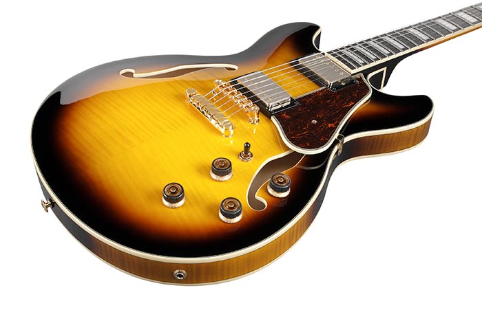 Ibanez As93fm Ays Artcore Expressionist Hh Ht Eb - Antique Yellow Sunburst - Guitare Électrique 1/2 Caisse - Variation 2