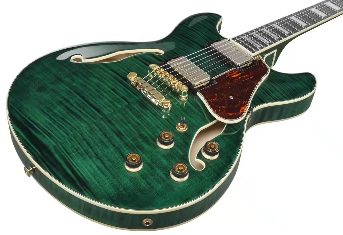 Ibanez As93fm Tmg Artcore Expressionist 2h Ht Eb - Transparent Moss Green - Guitare Électrique 1/2 Caisse - Variation 2