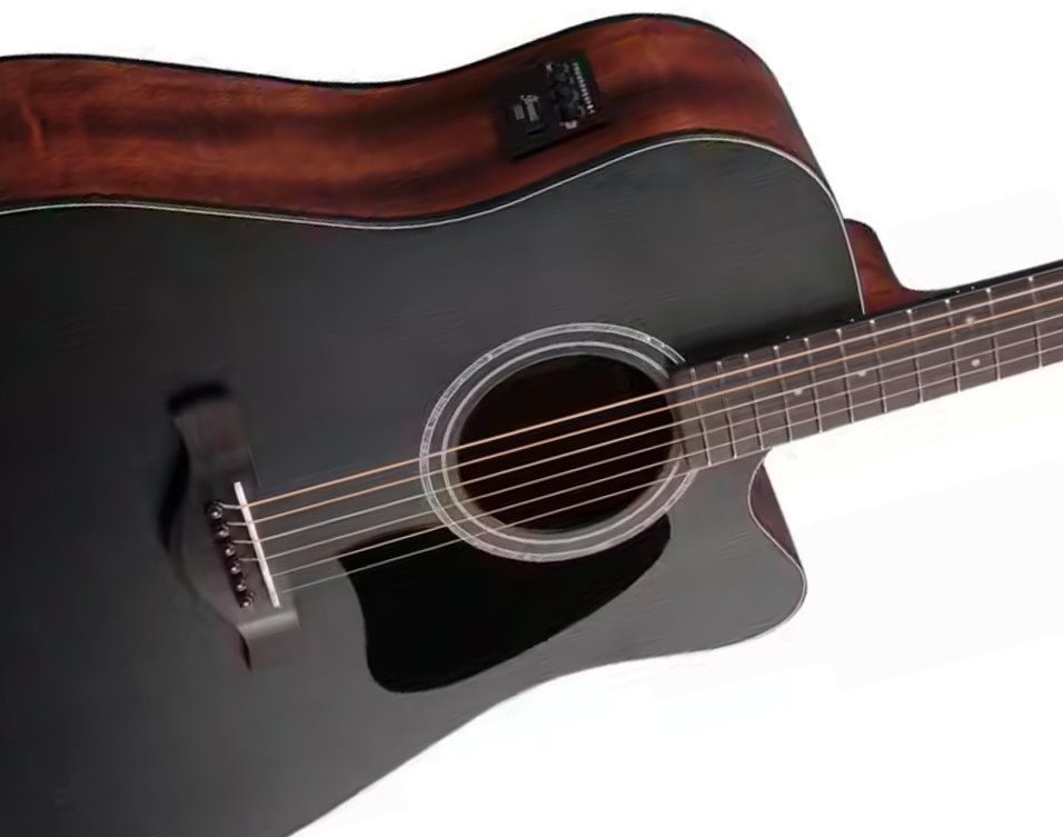 Ibanez Aw247ce Wk Artwood Dreadnought Cw Tout Okoume Ova - Weathered Black Open Pore - Guitare Folk - Variation 2
