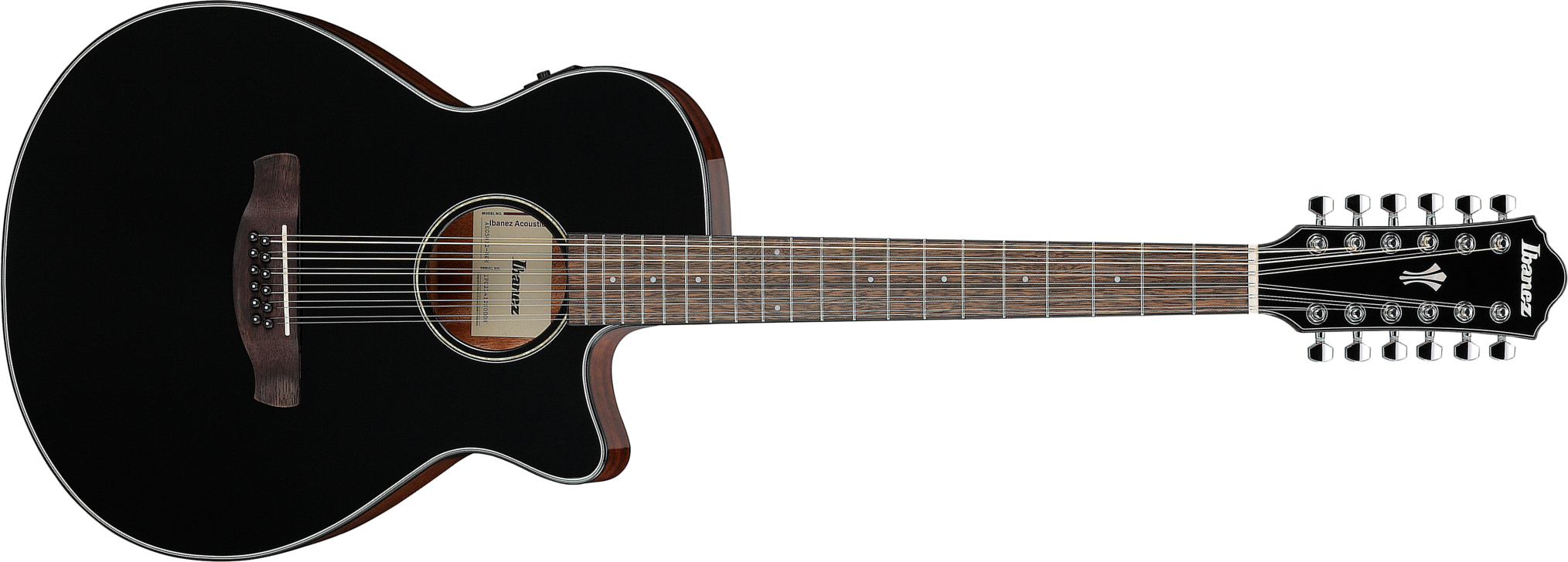 Ibanez Aeg5012 Bkh Concert 12c Epicea Okoume Lau - Black - Guitare Folk - Main picture