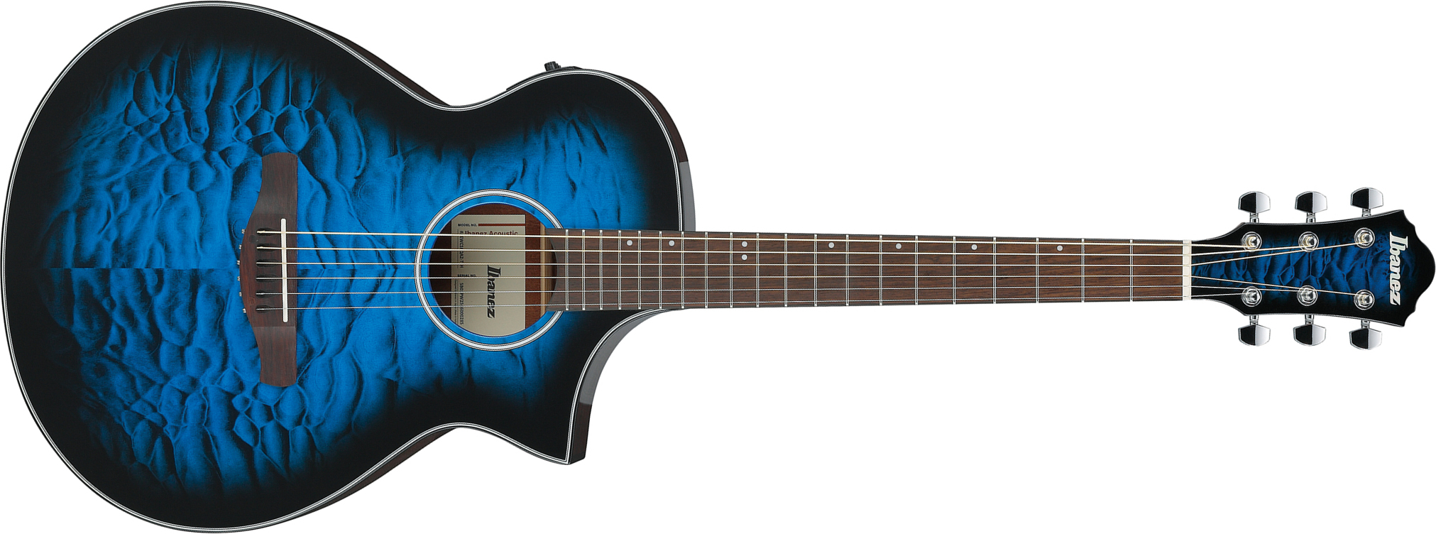Ibanez Aewc16qa Tlh Grand Concert Cw Tilleul Sapele Rw - Transparent Blue Sunburst - Guitare Folk - Main picture