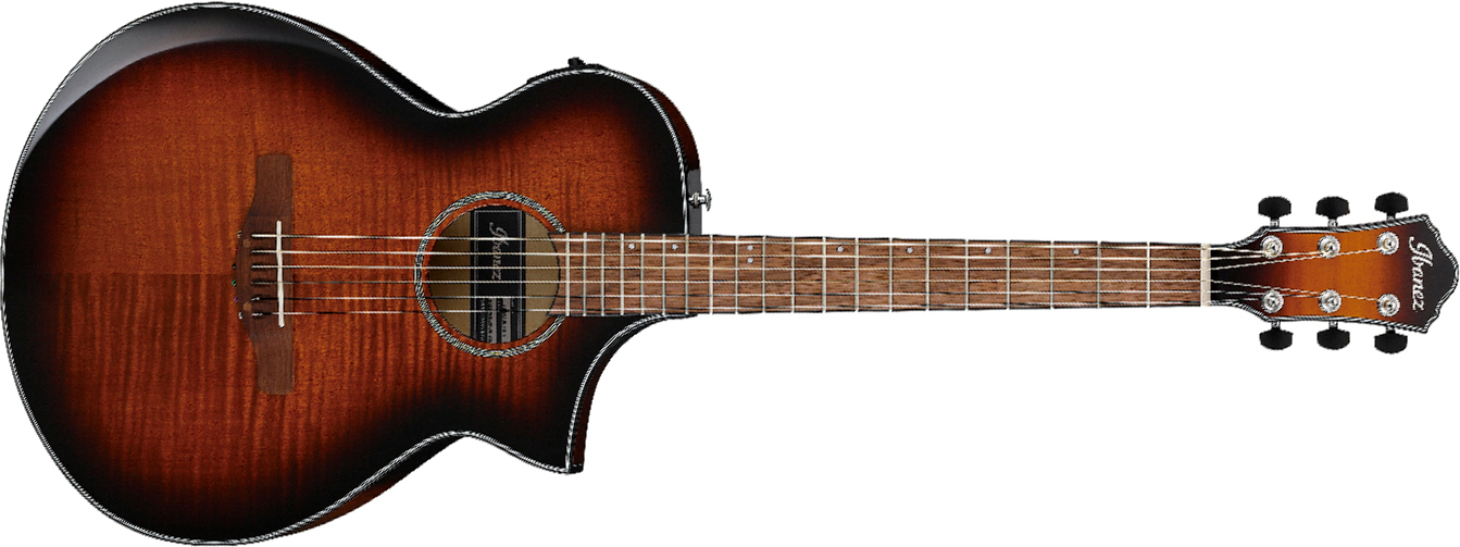 Ibanez Aewc400 Ams Grand Concert Cw Tout Erable Lau - Amber Sunburst - Guitare Folk - Main picture