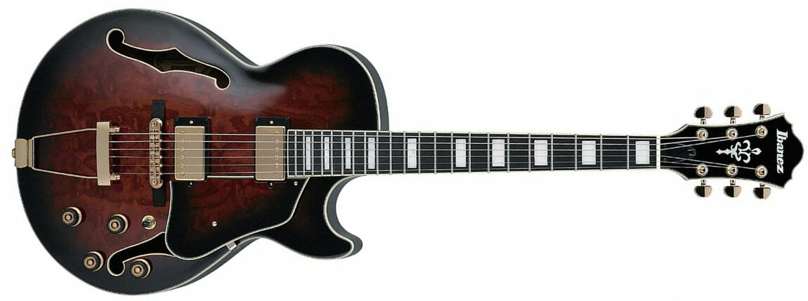 Ibanez Ag95qa Dbs Artcore Expressionist Hh Ht Eb - Dark Brown Sunburst - Guitare Électrique 3/4 Caisse & Jazz - Main picture