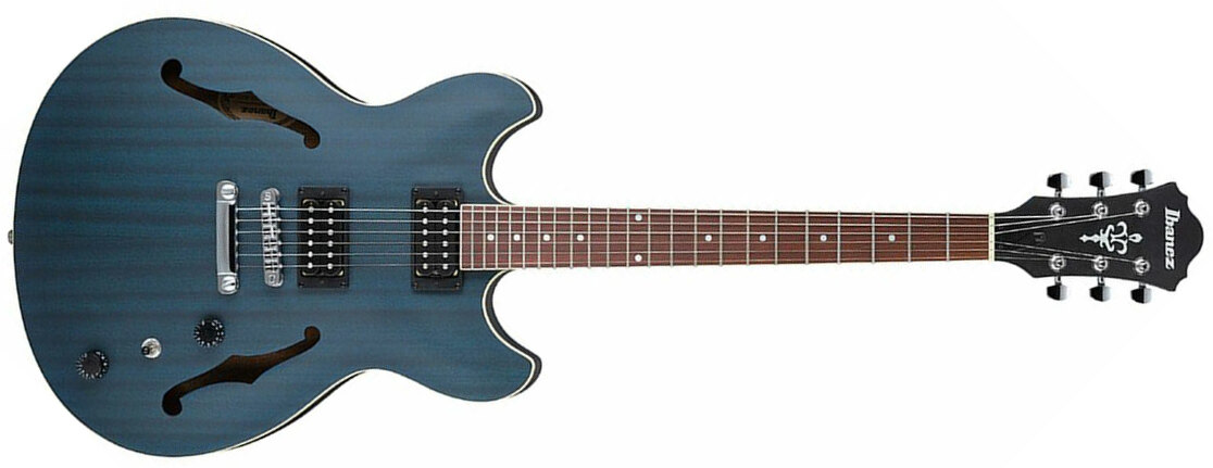 Ibanez As53 Tbf Artcore Hh Ht Lau - Trans Blue Flat - Guitare Électrique 1/2 Caisse - Main picture