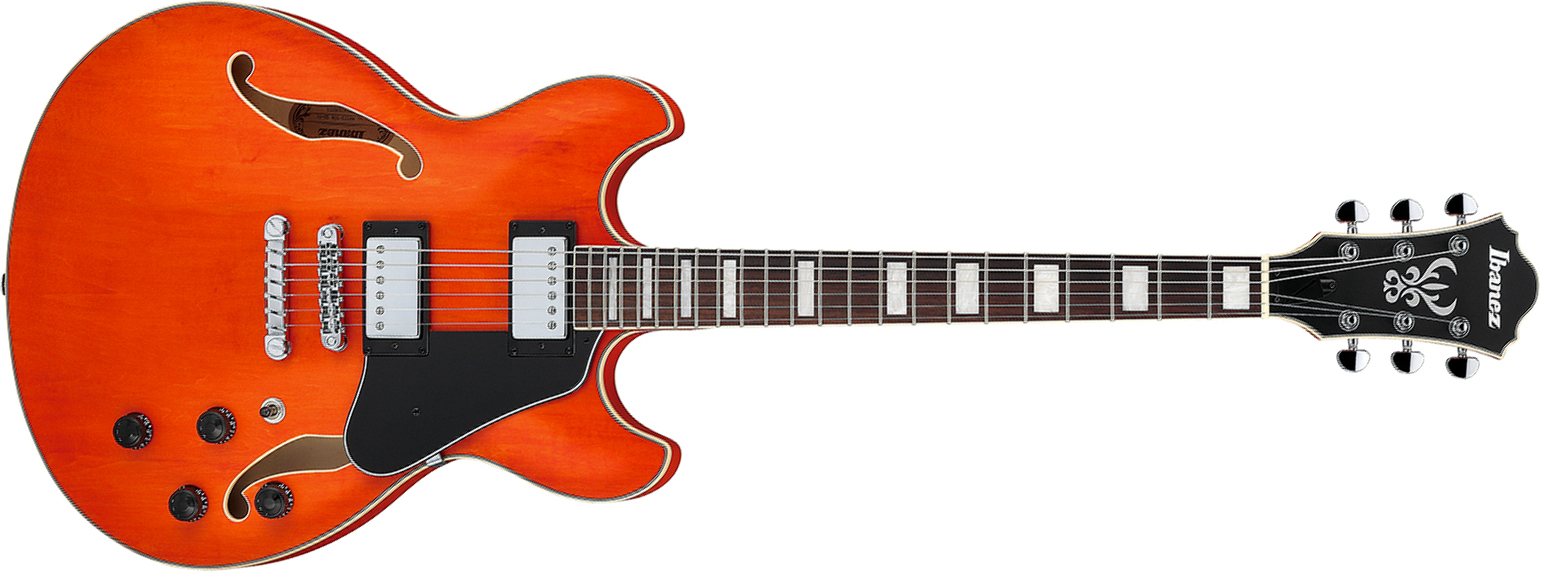 Ibanez As73 Ttf Artcore 2h Ht Rw - Transparent Tangerine Flat - Guitare Électrique 1/2 Caisse - Main picture