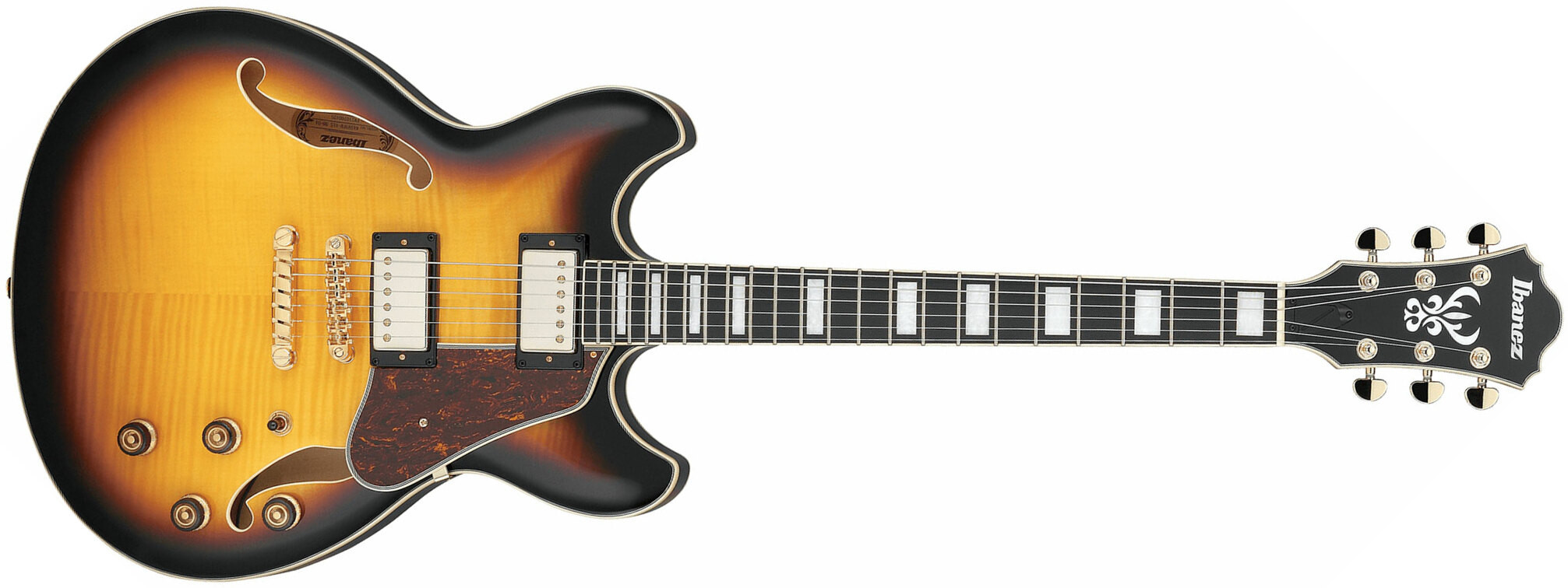 Ibanez As93fm Ays Artcore Expressionist Hh Ht Eb - Antique Yellow Sunburst - Guitare Électrique 1/2 Caisse - Main picture