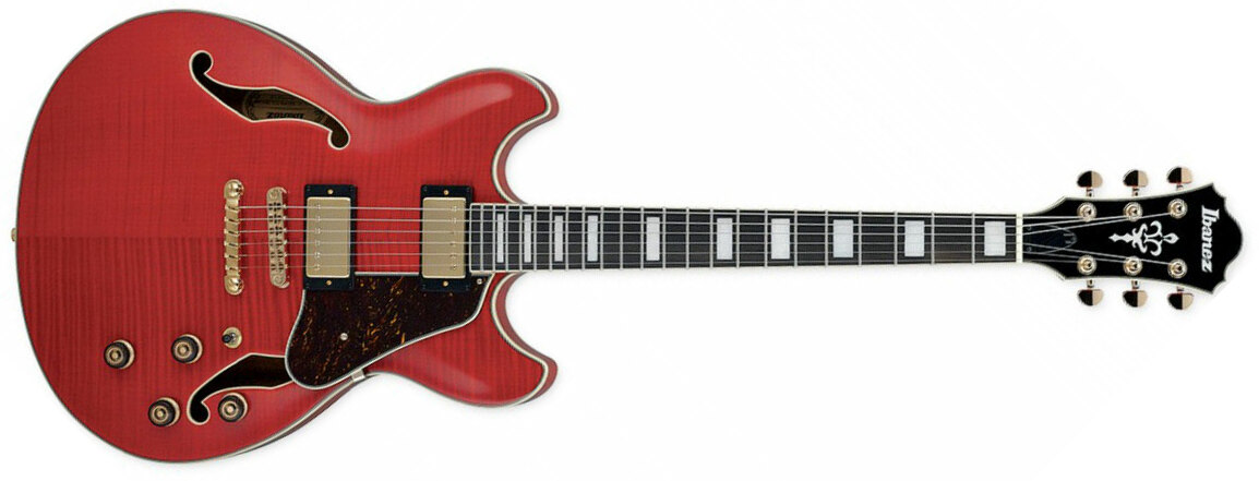 Ibanez As93fm Tcd Artcore Expressionist Hh Ht Eb - Trans Cherry Red - Guitare Électrique 1/2 Caisse - Main picture