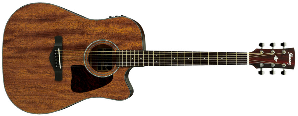 Ibanez Aw54ce Opn Artwood Dreadnought Cw Tout Acajou Rw - Open Pore Natural - Guitare Electro Acoustique - Main picture