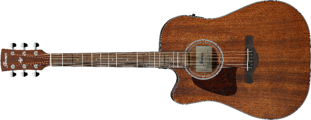 Ibanez Aw54lce Opn Artwood Dreadnought Cw Gaucher Tout Acajou Lau - Open Pore Natural - Guitare Folk - Main picture
