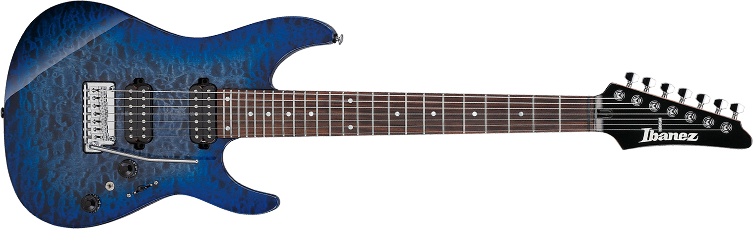 Ibanez Az427p2qm Tub Premium 2h Seymour Duncan Trem Rw - Twilight Blue Burst - Guitare Électrique 7 Cordes - Main picture