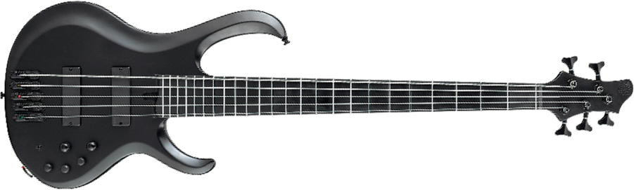 Ibanez Btb625ex Bkf Iron Label 5c Active Bartolini Ebo - Black Flat - Basse Électrique Solid Body - Main picture