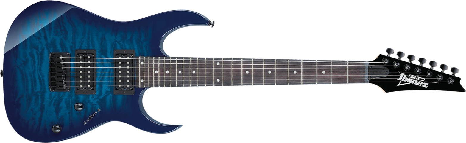 Ibanez Grg7221qa Tbb Gio 7c 2h Ht Pur - Transparent Blue Burst - Guitare Électrique Forme Str - Main picture