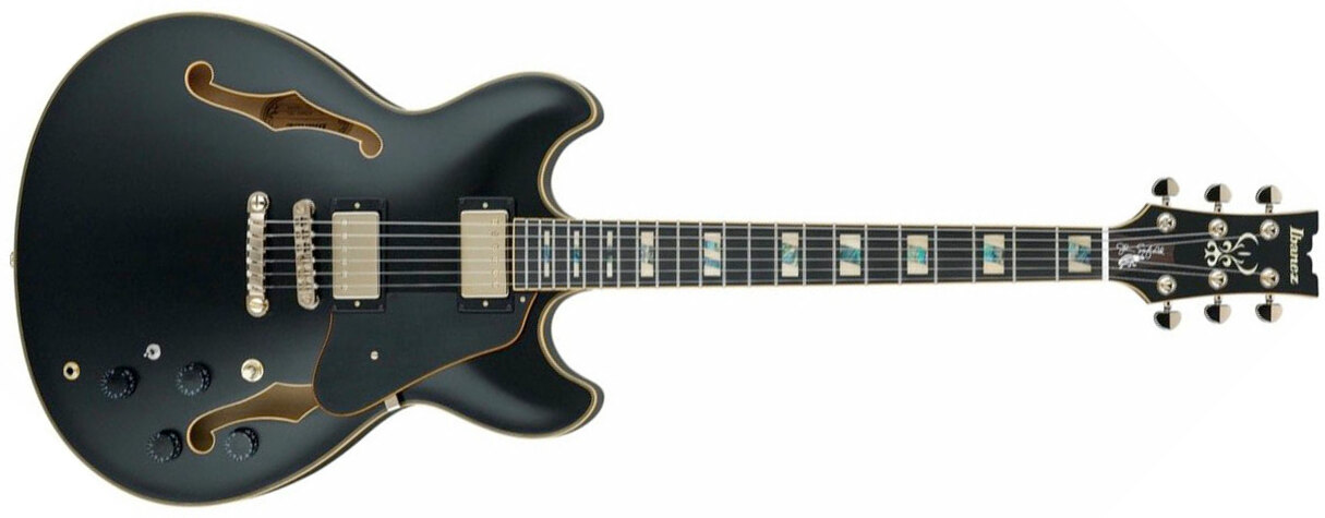 Ibanez John Scofield Jsm20 Bkl Signature Hh Ht Eb - Black Low Gloss - Guitare Électrique 1/2 Caisse - Main picture