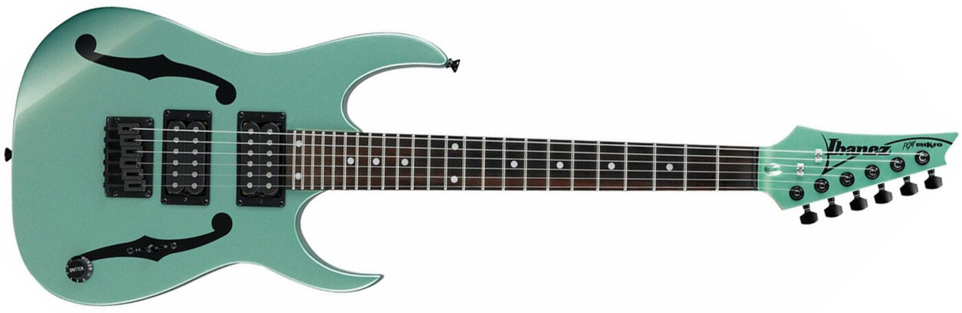 Ibanez Paul Gilbert Pgmm21 Mgn Signature Hh Ht Nzp - Metallic Light Green - Guitare Électrique Voyage - Main picture