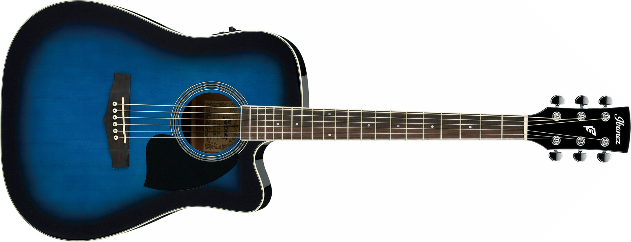 Ibanez Pf15ece Tbs Dreadnought Cw Epicea Acajou Lau - Trans Blue Sunburst - Guitare Electro Acoustique - Main picture