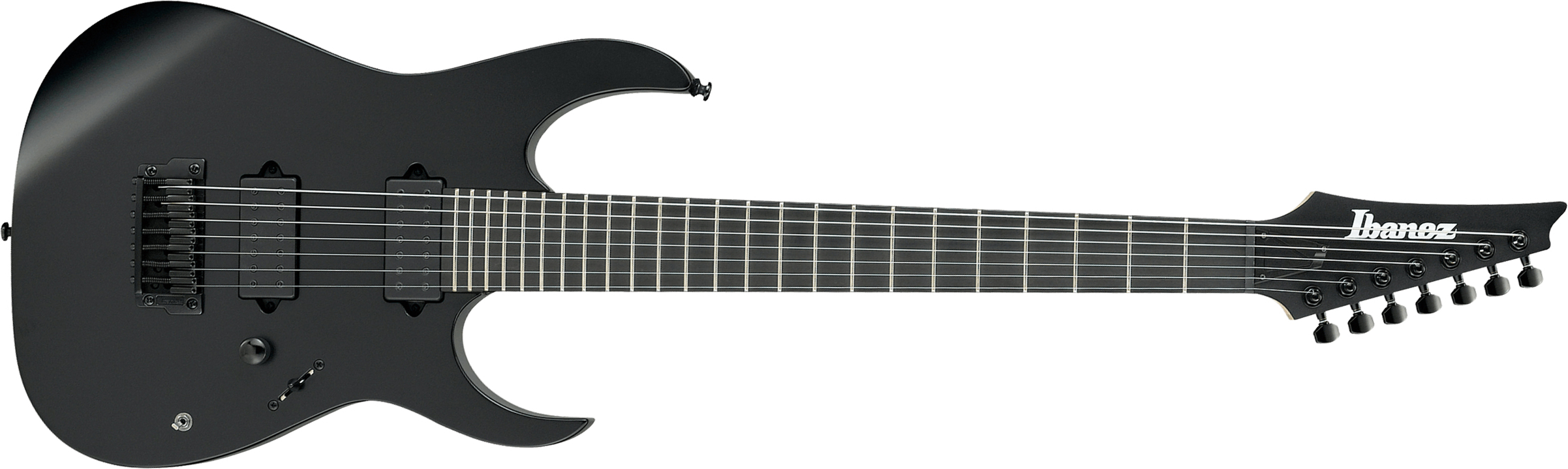 Ibanez Rgixl7 Bkf Iron Label Hh Dimarzio Ht Eb - Black Flat - Guitare Électrique 7 Cordes - Main picture