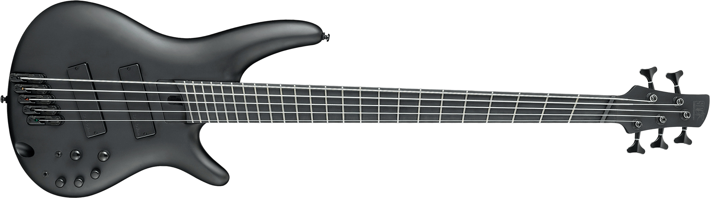 Ibanez Srms625ex Bkf Iron Label 5c Active Bartolini Ebo - Black Flat - Basse Électrique Solid Body - Main picture