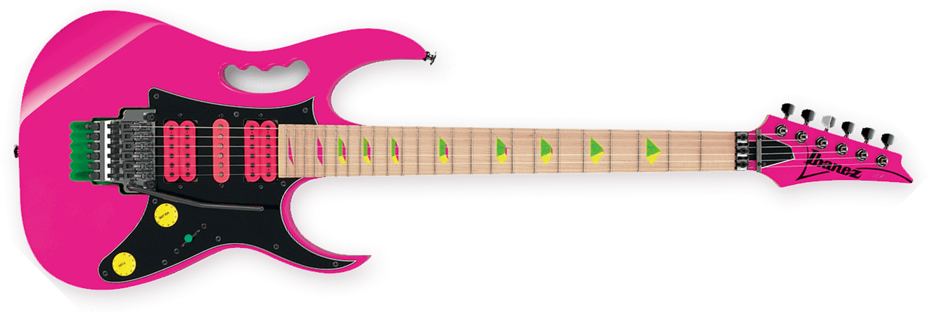 Ibanez Steve Vai Jem777 Sk Japan Hsh Dimarzio Fr - Shocking Pink - Guitare Électrique Forme Str - Main picture