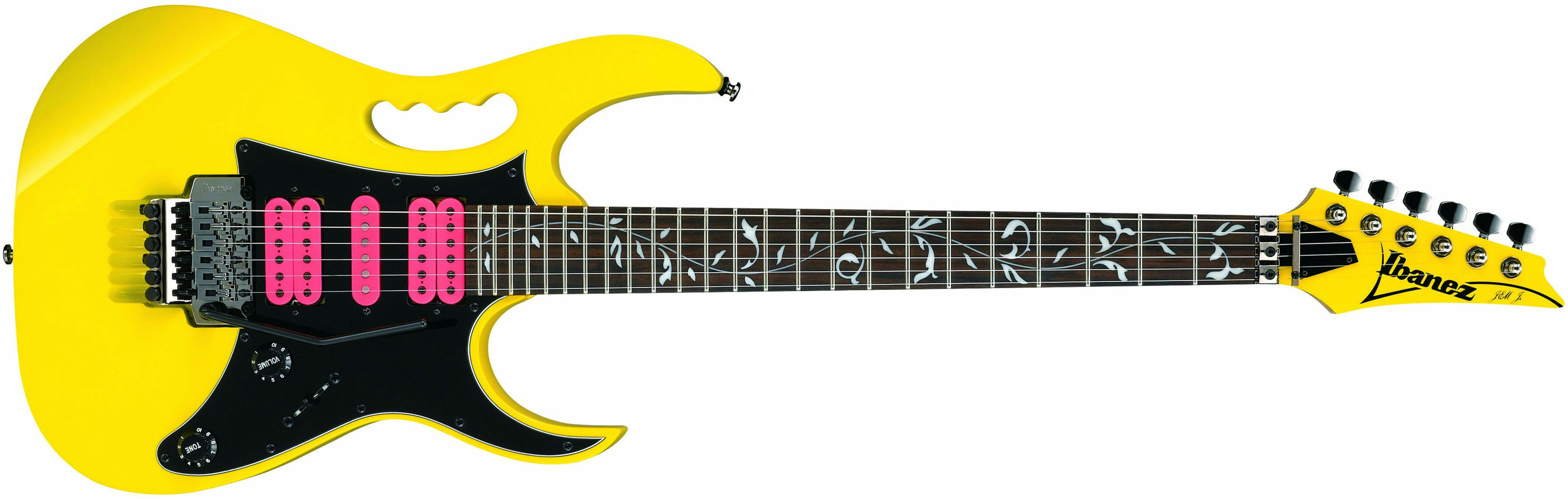 Ibanez Steve Vai Jemjr Ye Signature Hsh Fr Rw - Yellow - Guitare Électrique Forme Str - Main picture