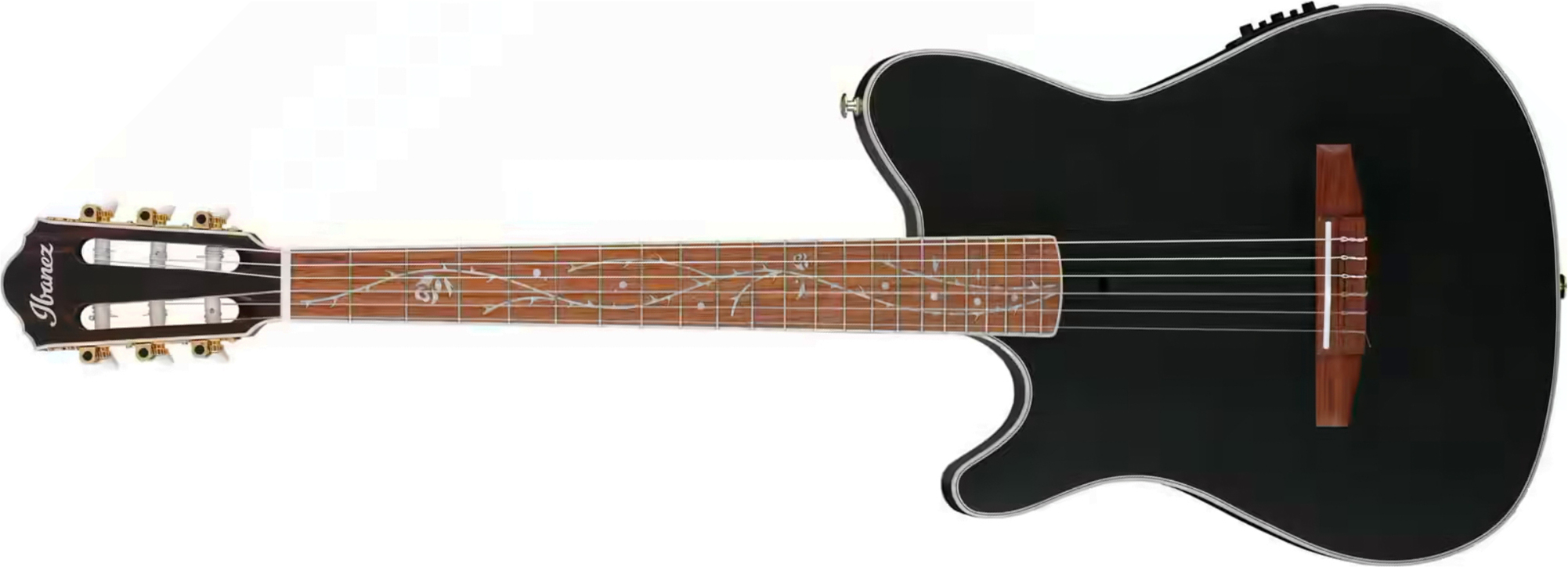 Ibanez Tim Henson Tod10n Tkf Ind Signature Lh Gaucher Epicea Sapele Rw - Transparent Black Flat - Guitare Classique Format 4/4 - Main picture