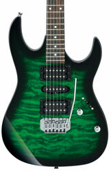 Guitare électrique forme str Ibanez GRX70QA TEB GIO - Transparent emerald burst