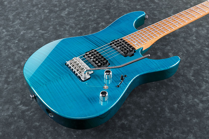 Ibanez Martin Miller Mm1 Tab Japon Signature Hh Seymour Duncan Trem Mn +etui - Trans Aqua Blue - Guitare Électrique Forme Str - Variation 1