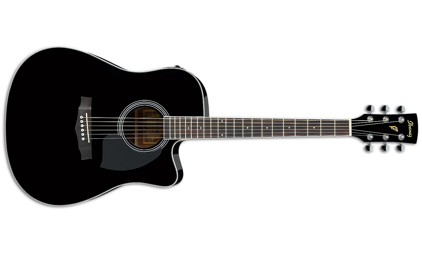 Ibanez Pf15ece Bk Dreadnought Cw Epicea Acajou Lau - Black - Guitare Electro Acoustique - Variation 1