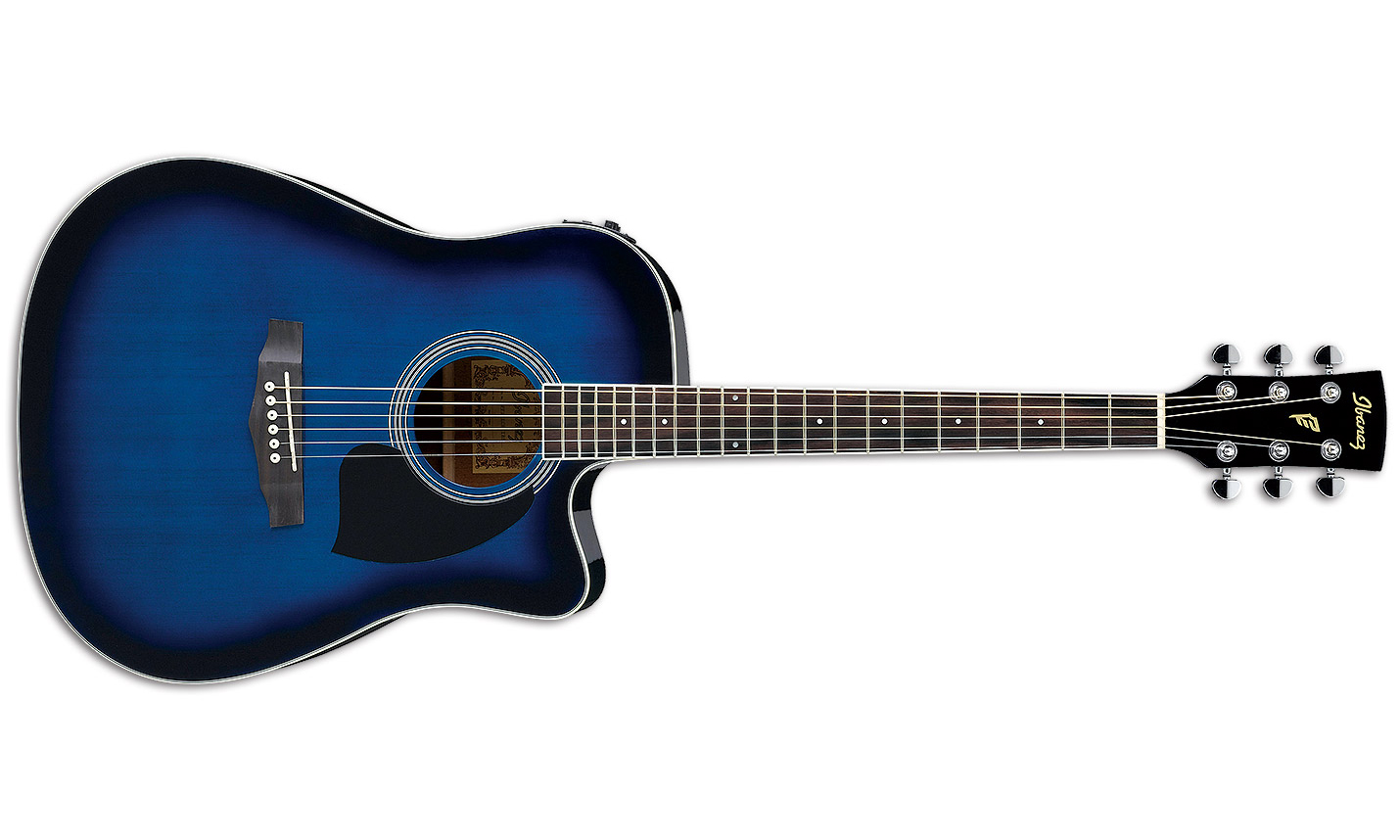 Ibanez Pf15ece Tbs Dreadnought Cw Epicea Acajou Lau - Trans Blue Sunburst - Guitare Electro Acoustique - Variation 1