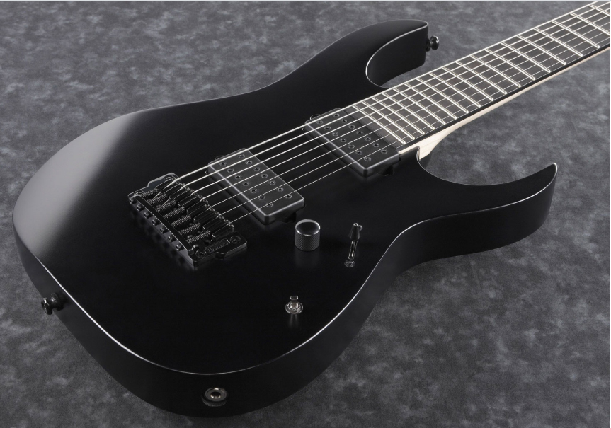 Ibanez Rgixl7 Bkf Iron Label Hh Dimarzio Ht Eb - Black Flat - Guitare Électrique 7 Cordes - Variation 1