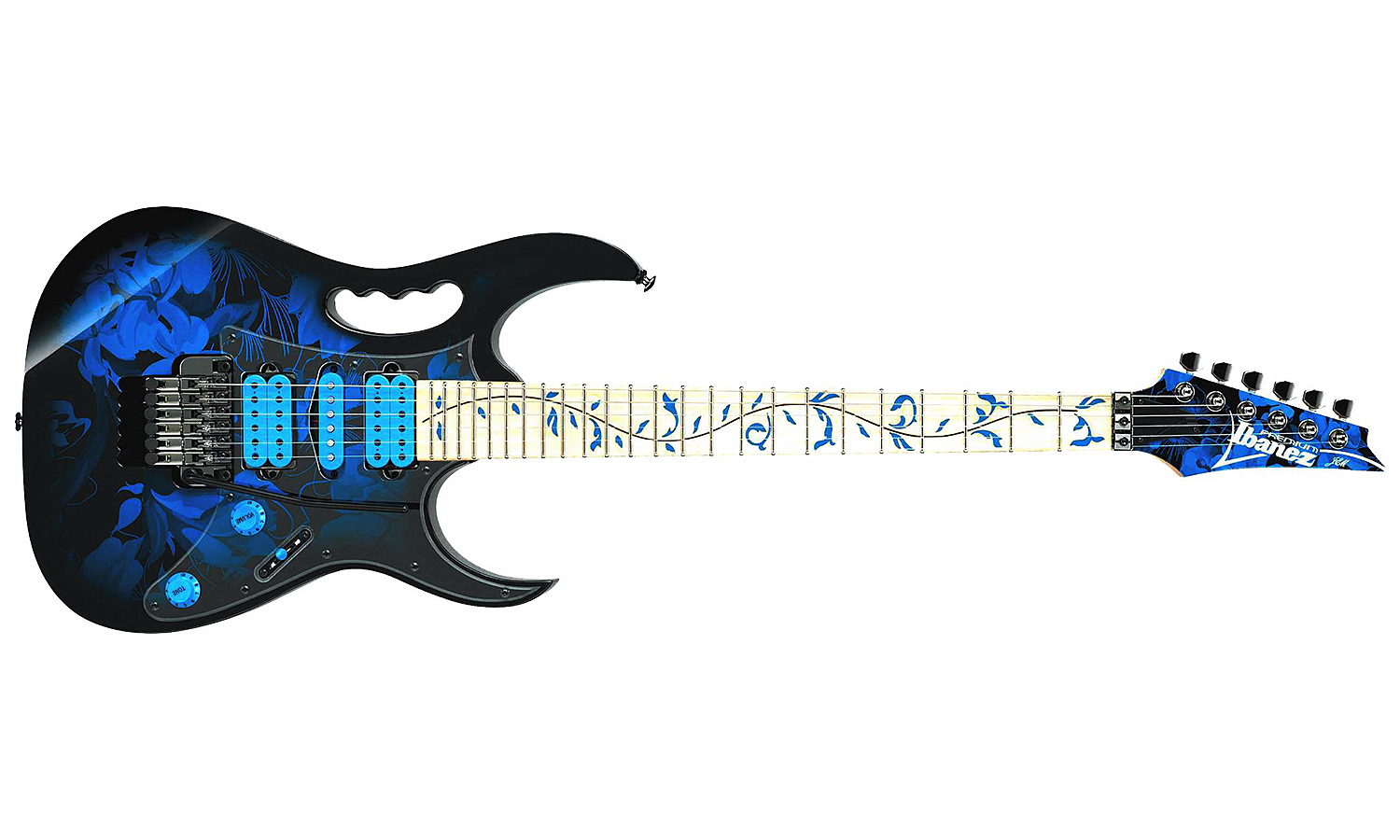 Ibanez Steve Vai Jem77p Bfp Premium Hsh Fr Mn - Blue Floral Pattern - Guitare Électrique Forme Str - Variation 1