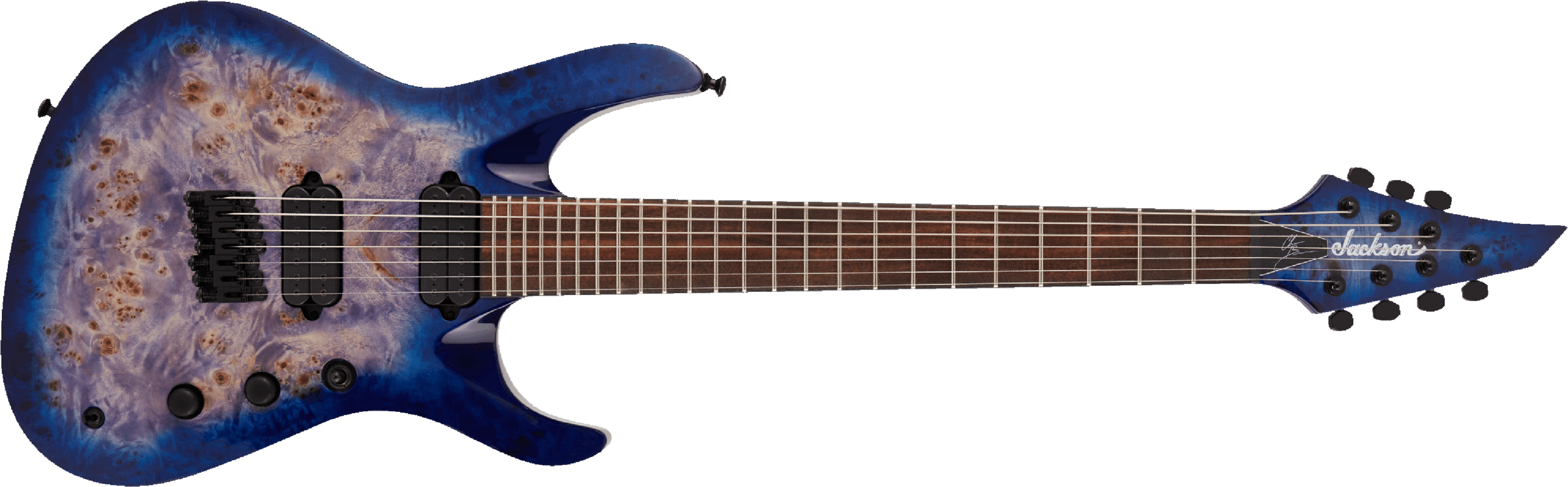 Jackson Chris Broderick Soloist 7 Pro 2h Dimarzio Ht Lau - Trans Blue Poplar - Guitare Électrique 7 Cordes - Main picture