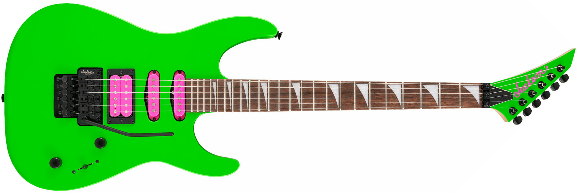 Jackson Dinky Dk3xr Hss Fr Lau - Neon Green - Guitare Électrique Forme Str - Main picture
