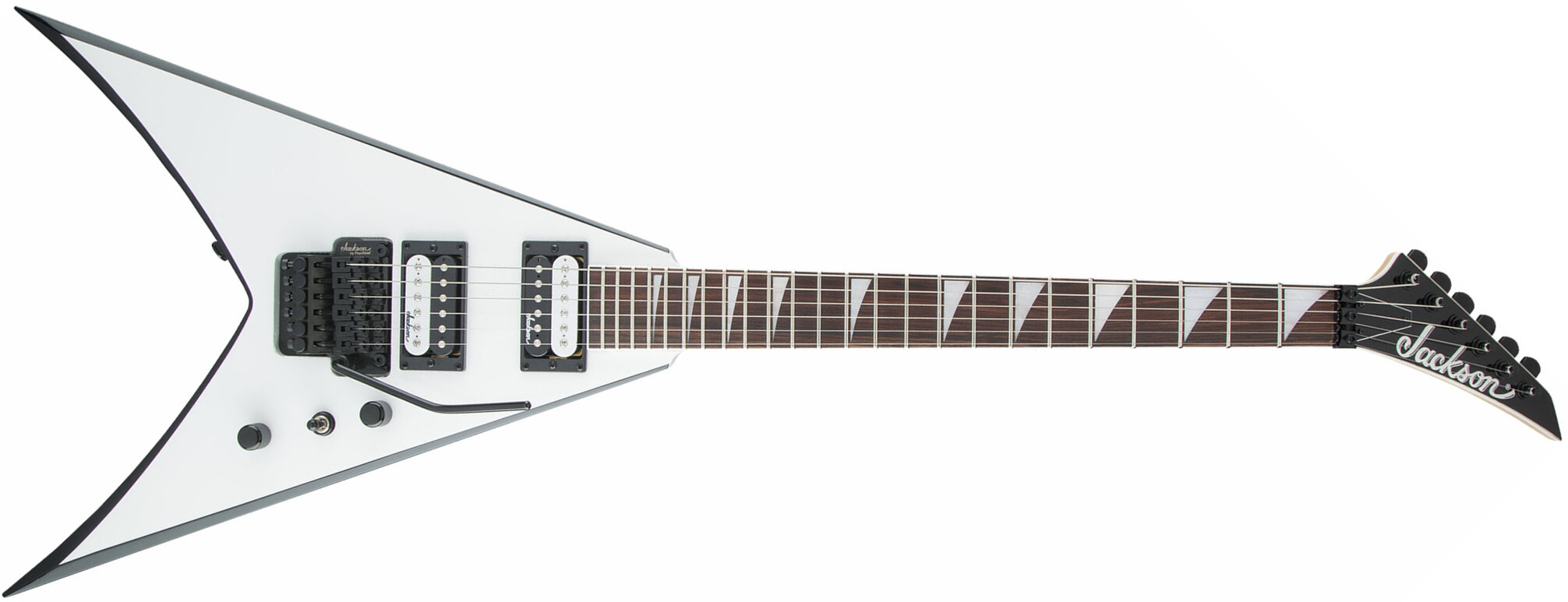 Jackson King V Js32 2h Fr Ama - White Black Bevels - Guitare Électrique MÉtal - Main picture